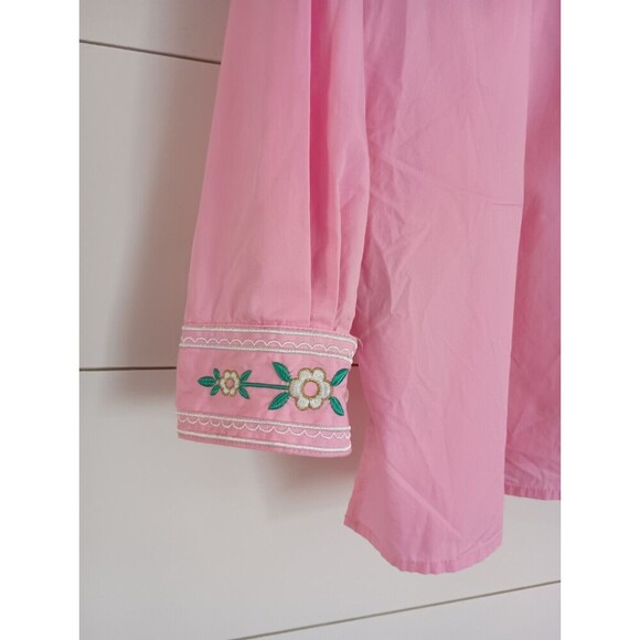 Vtg Bob Mackie Pink Embroidered Floral Western Blouse Shirt Size Medium - Picture 6 of 13